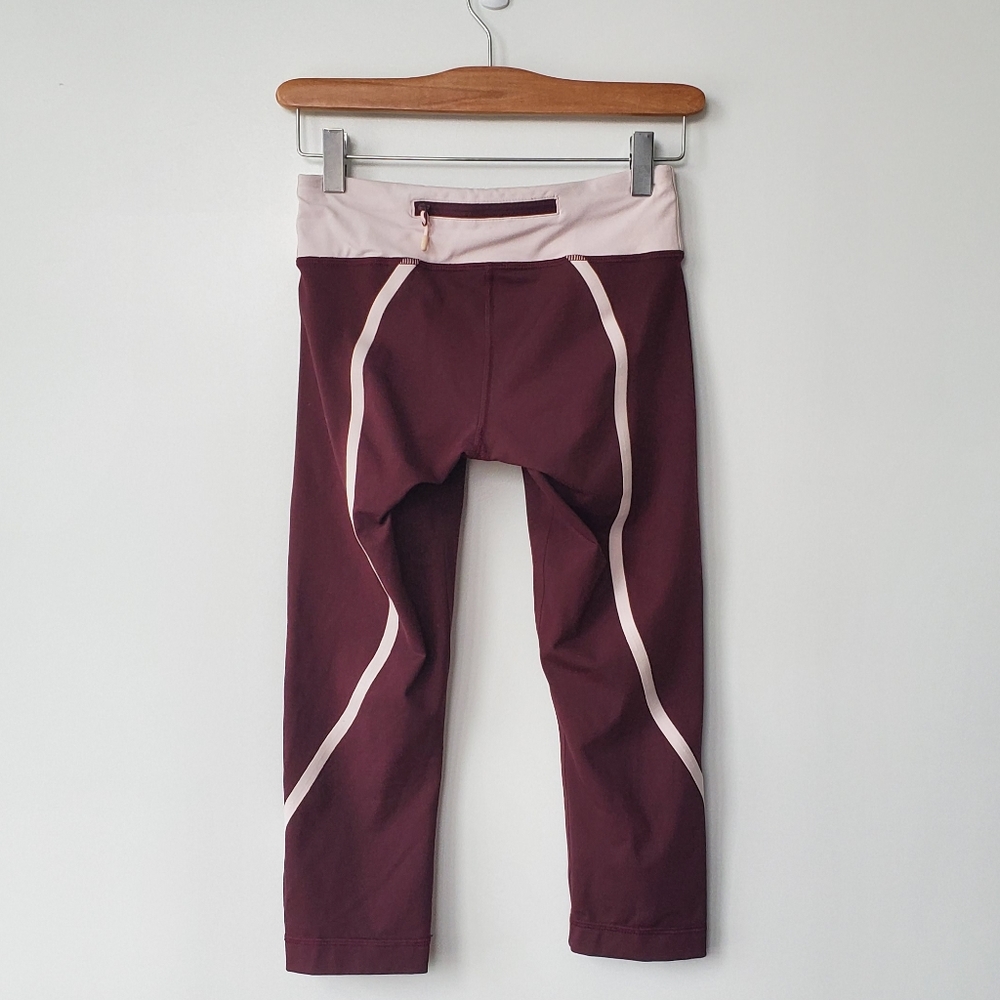 Lululemon Run Inspire Crop Maroon Leggings - Picture 3 of 7